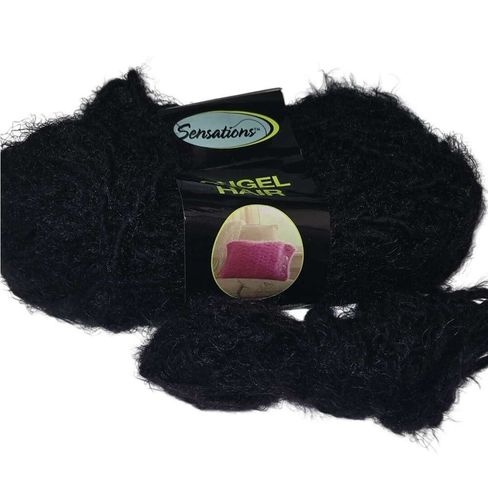 Sensations Angel Hair Black Fuzzy Eyelash Yarn 12.2oz Bulky Soft Novelty Fiber